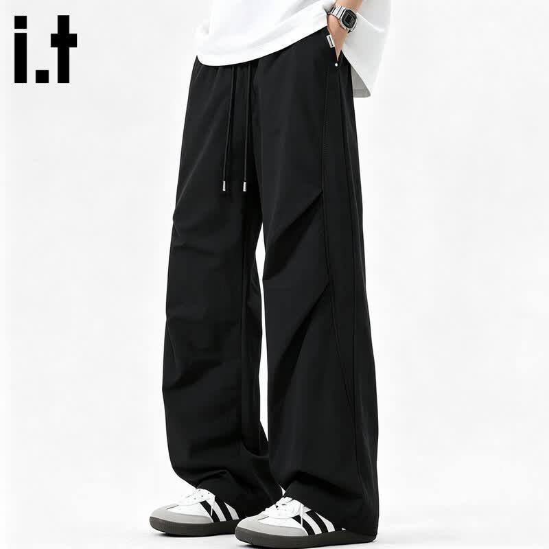 Fingercroxxit Men's Washed Cotton Straight Leg Casual Pants