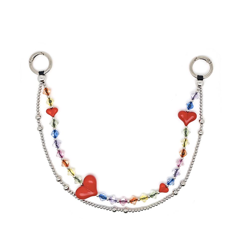 Handmade Woven Acrylic Beaded Heart Pendant: Stylish Versatile Bag Charm