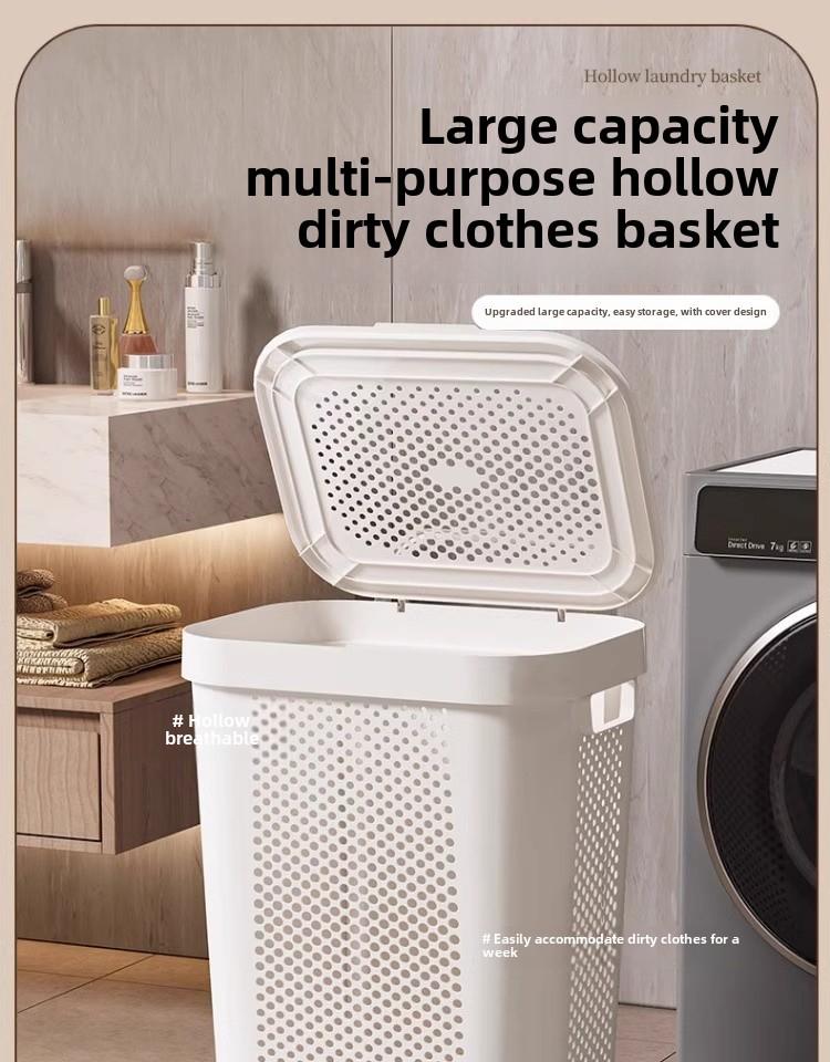 Large Capacity Laundry Hamper with Lid - Dirty Clothes Storage Basket for Bathroom