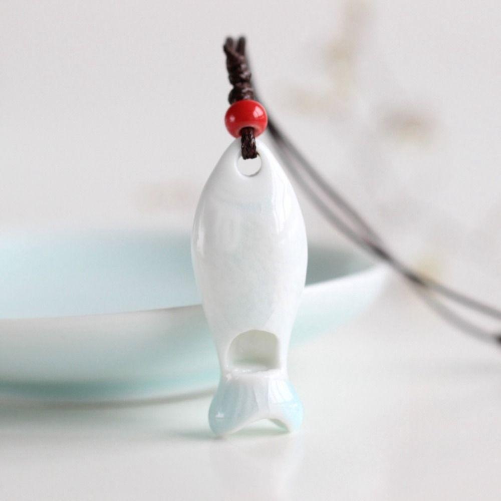 Delicate Ceramic Fish Pendant Smooth Boho Ethnic Necklace Cute Porcelain Necklace  Friend