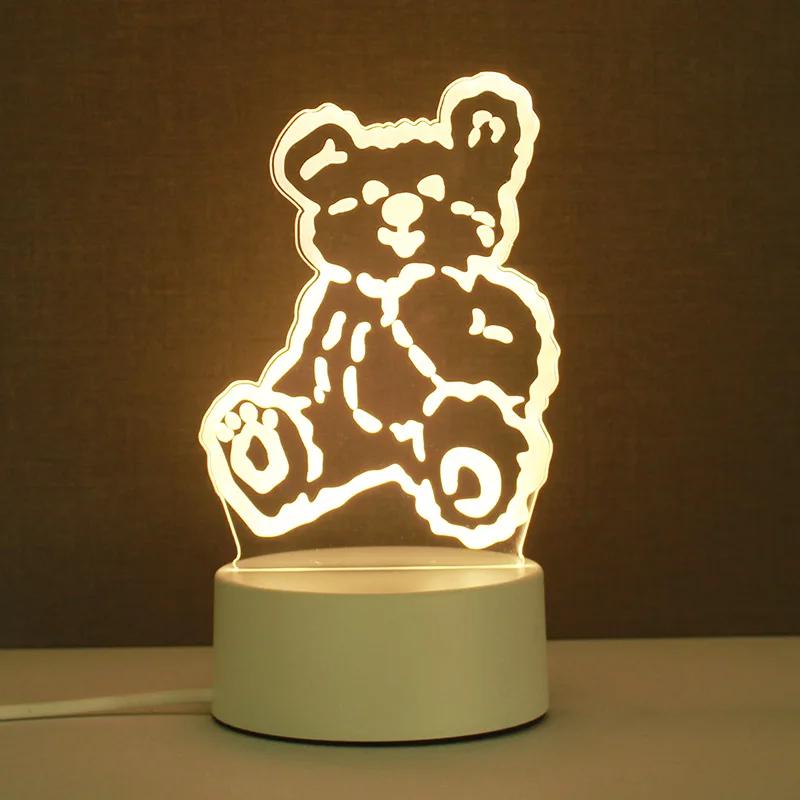 Heart Love Acrylic 3D Night Light USB DIY Kids Bedroom Night Lamp for Valentine's Day Decor Christmas Wedding Cute Gifts 2023