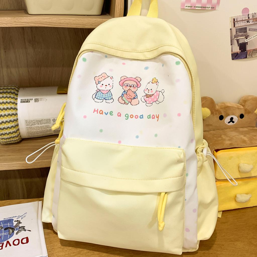 Schoolbag Japanese ins solid color schoolbag for women 1011 new college style junior high school student backpack cute printed backpack for women