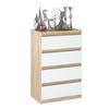 Chest of Drawers 60 CM 4S Sonoma Oak White TV Cabinet Living Room Furniture