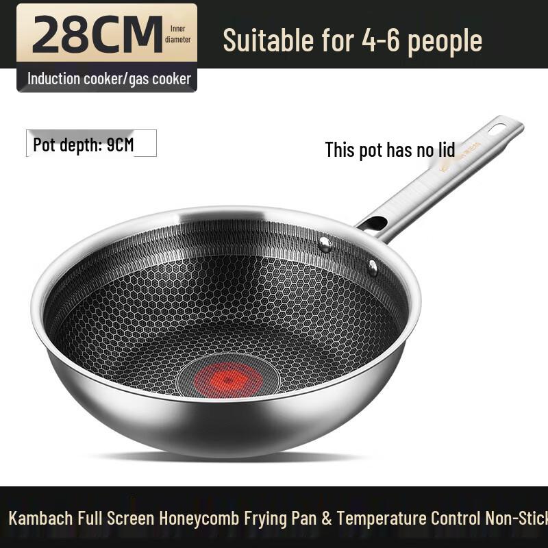 Kangbahe 304 Stainless Steel Honeycomb Non-Stick Frying Pan