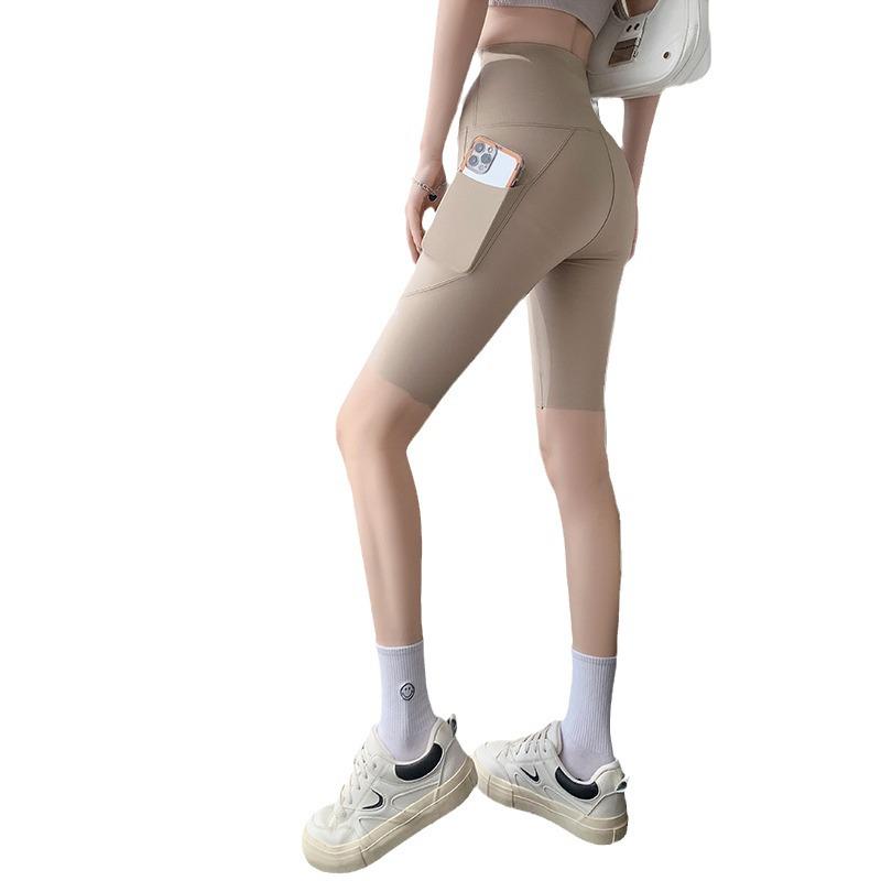 2024 Women's High-Waisted Summer Shark Yoga Shorts with Side Pockets