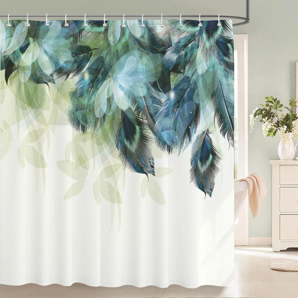 1Pcs Elegant Rose Flower Printed Fabric Waterproof Shower Curtain, Romantic and Fashionable Rose Bathroom Decoration, with Hooks