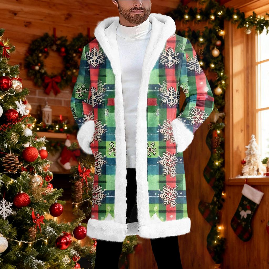 Men's  Hooded Hood Cardigan Long Keep Warm Coat