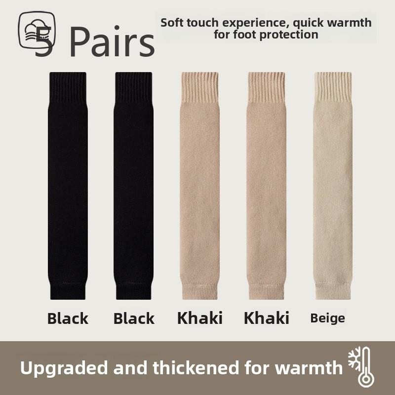 5 Pairs of  Female Autumn and Winter Warm Velvet Thickened Not Bloated Wool Knee Socks