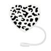 5pcs Straw Lid Reusable Silicone Straw Covers Heart-Shaped Leopard Print Straw Plug for Tumblers Cup Accessories Home
