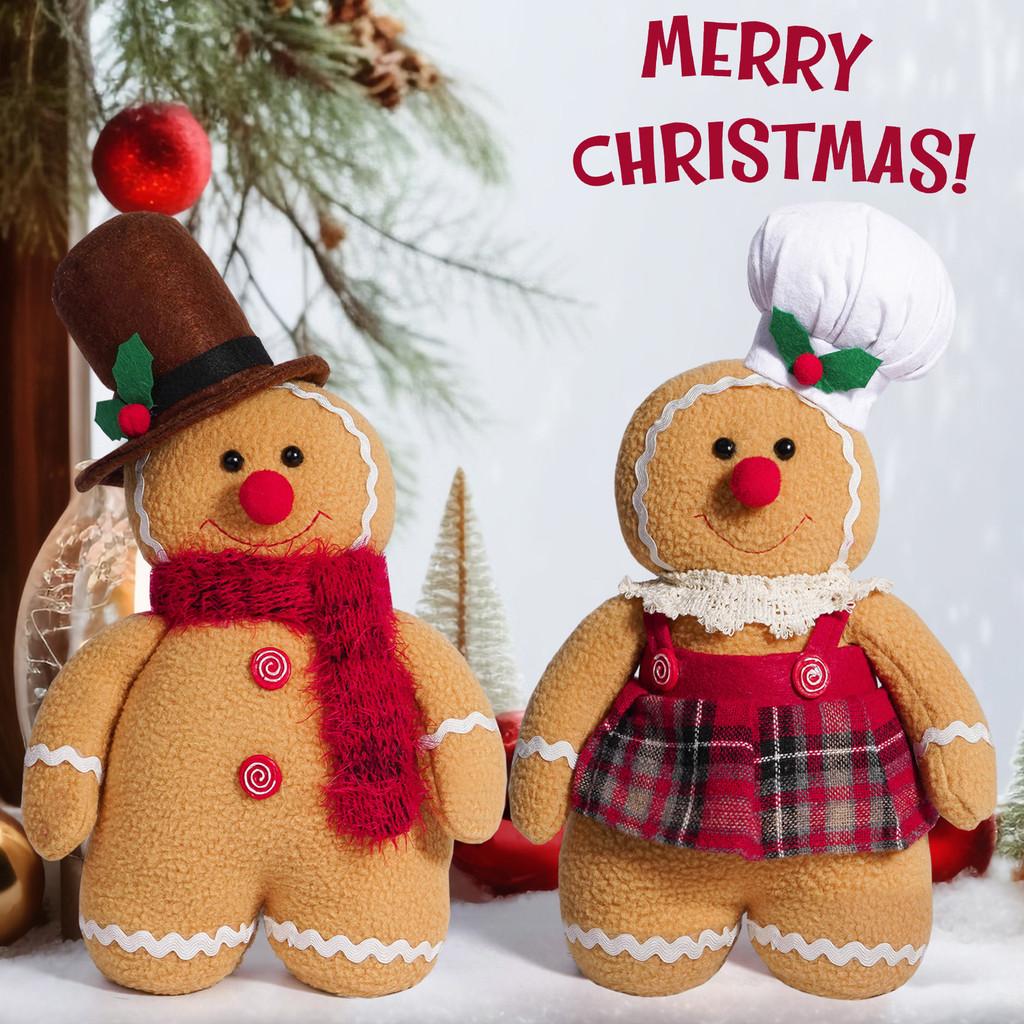 Adorable 2024 Christmas Gingerbread Man Doll Decorative Figure For Festive Holiday Decor