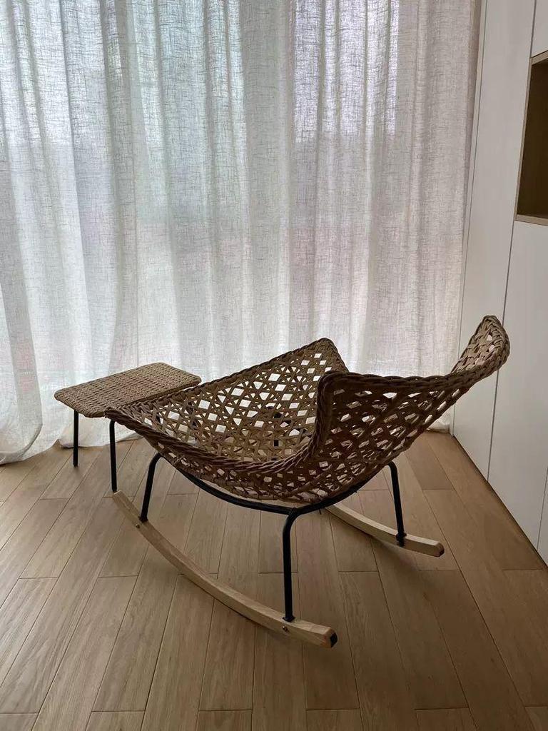 Rattan Rocking Recliner Chair - Lazy Sofa for Indoor/Outdoor Leisure