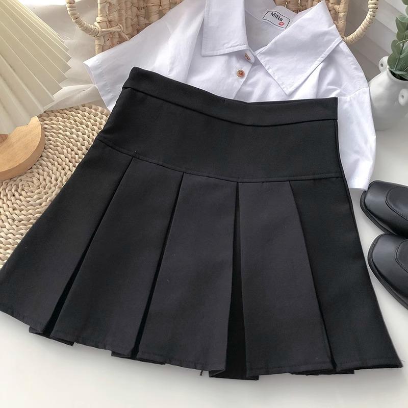Fitted Short Skirt High-waisted Skirt Grey Wool Skirt for Women Autumn Winter Petite Casual All-match Versatile Pleated Skirt A-line