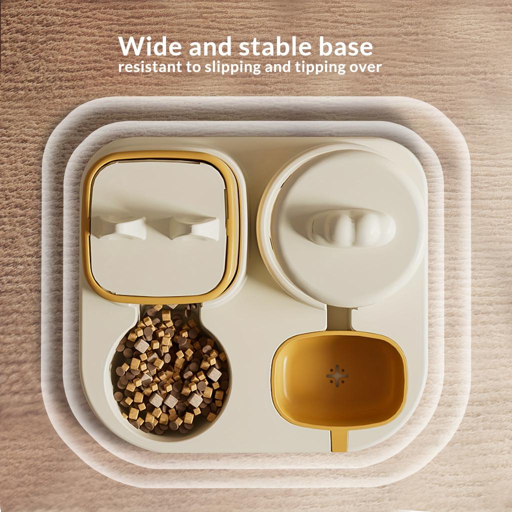 1SET Automatic Intelligent Feeding Integrated Pet Feeder, with Wet and Dry Food Separation Function and Automatic Water Supply System.