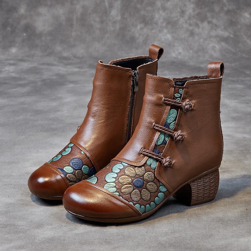 

Женская обувь в этническом стиле, новые зимние теплые хлопковые туфли с подкладкой, толстые с мягким нижним слоем, сапоги из коровьей кожи для людей среднего возраста 41 темно-коричневого