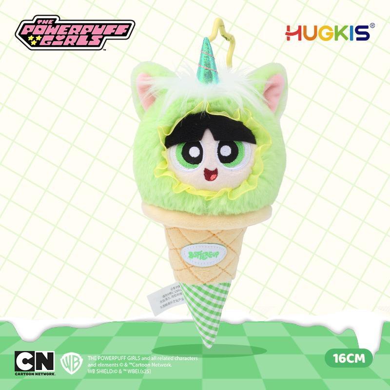 16Cm Ice Cream Series Powerpuff Girls Stuffed Pendant Anime Cartoon Cute Dress Up Plush Toys Keychain Bag Ornament Girls Gift