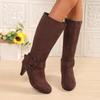 Autumn and winter boots, new mid-knee boots, suede high-heeled size 40-43 belt buckle short boots