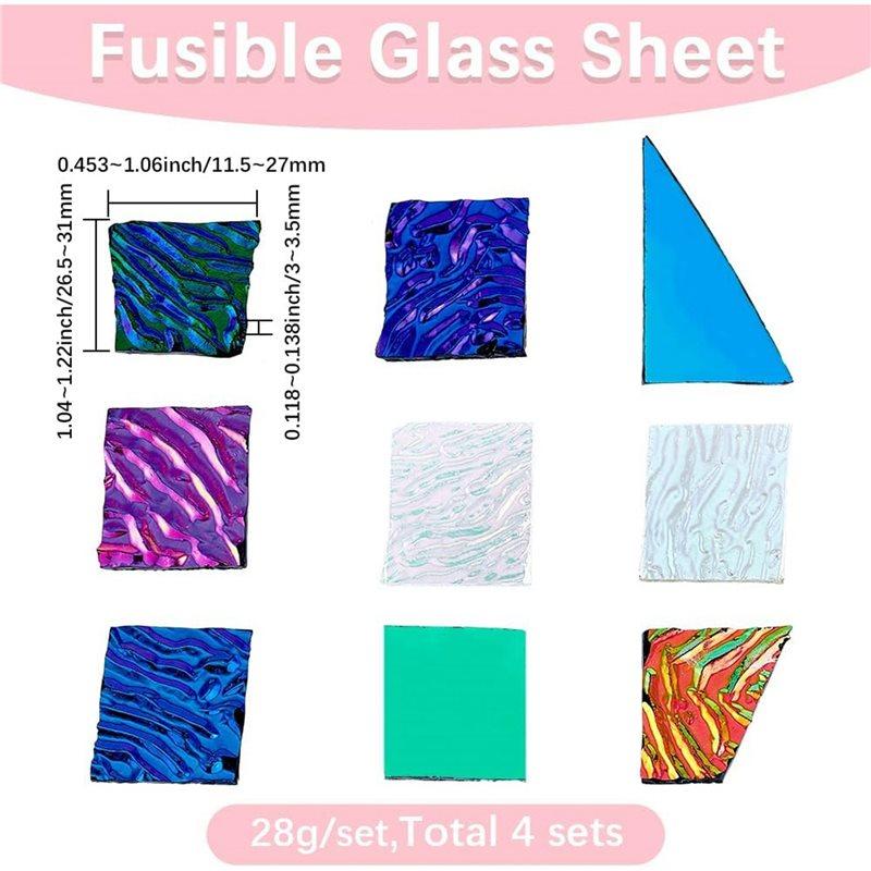 Premium-2X Fusible Glass Sheets 112G Dichroic Glass Scrap Microwave Kiln Art Pieces Mixed Color
