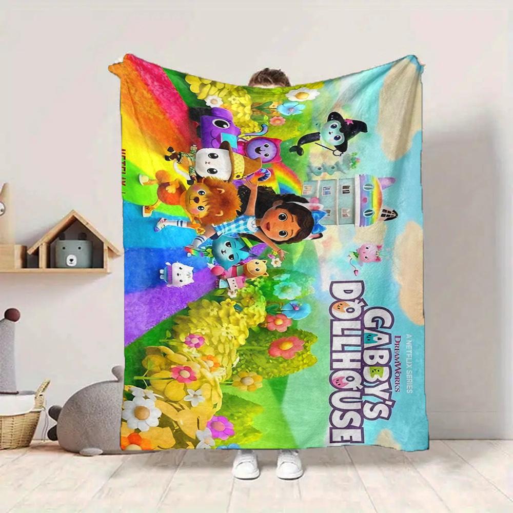1Pc Magical Dollhouse Rainbow Wonderland Flannel Fleece Blanket Soft Warm Throw Blanket for Sofa Bed Couch Home Decor Lightweight Travel Nap Blanket X