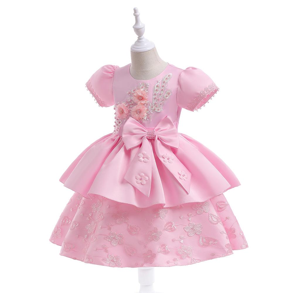 Girls Dresses Infant Baby Baptism Dress For Girls Kids Wedding Party Dresses Bow Beaded Tulle Christening Gown Birthday Children Clothes