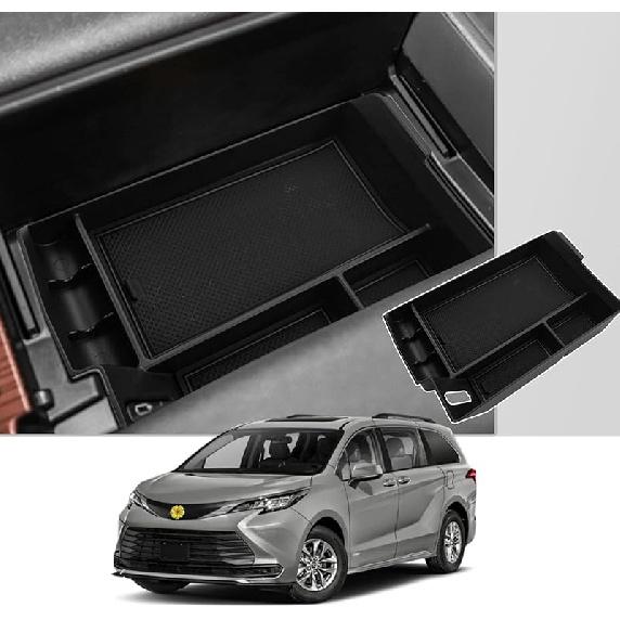 CDEFG Center Console Organizer Tray Compatible With -2024 2025 Toyota Sienna Armrest Anti-Slip Storage Pad, Armrest Lid Nonslip Mat Cellphone Barrier