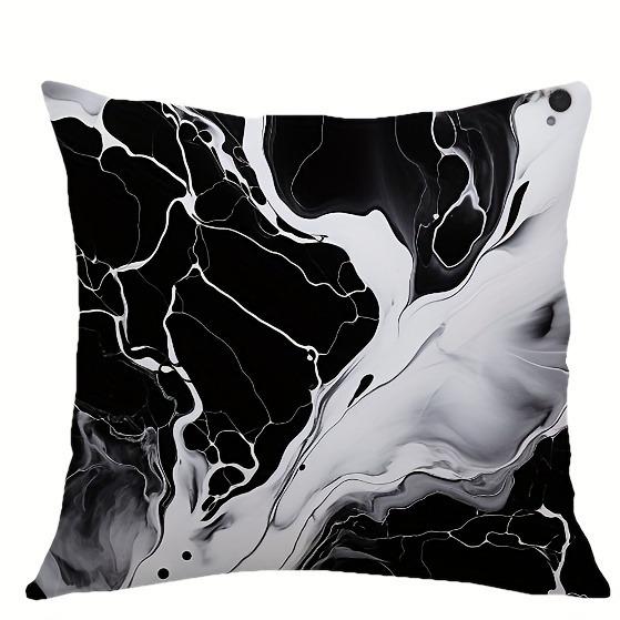 Black White Marble Pattern Printed Pillowcase Home Room Office Living Room Sofa Decor No Insert 18X18 Inch