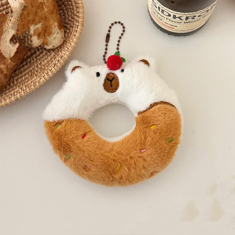 

Cute Donut Bear Plush Keychain – Bite Ai Called Pendant Soft Stuffed Animal Bag Charm for Kids & Gifts