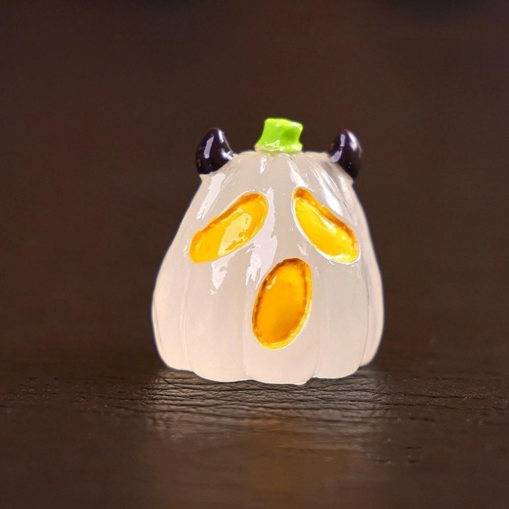 8pcs Micro Landscape Pumpkin Ghost Miniatures Luminous Little Statue  Garden Ornament