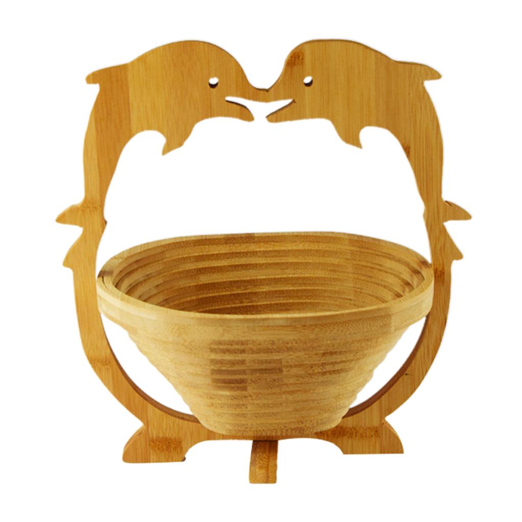 Foldable Fruit Basket,Portable Bamboos Creative Snack Plate for Christmas Party,Eco-friendly Food Storage Organizer for Camping