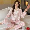 Velvet Pajamas Women Korean Style Casual Warm Long Sleeve Lapel Shirts Pants Home Clothes Two Piece Pajamas