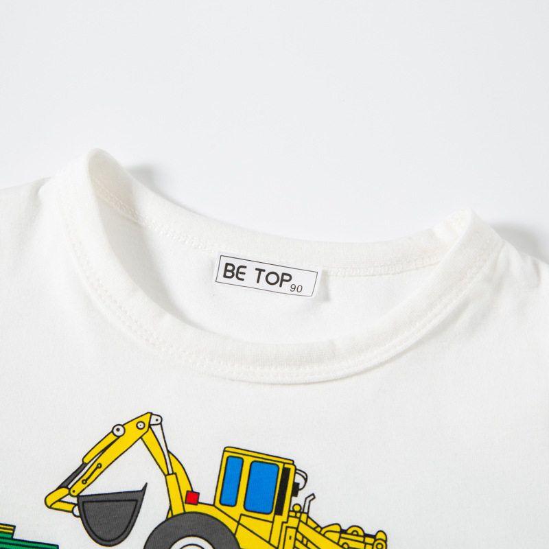 Crane Patterned Fashion Brand Clothes Children's Short-Sleeved T-shirt
