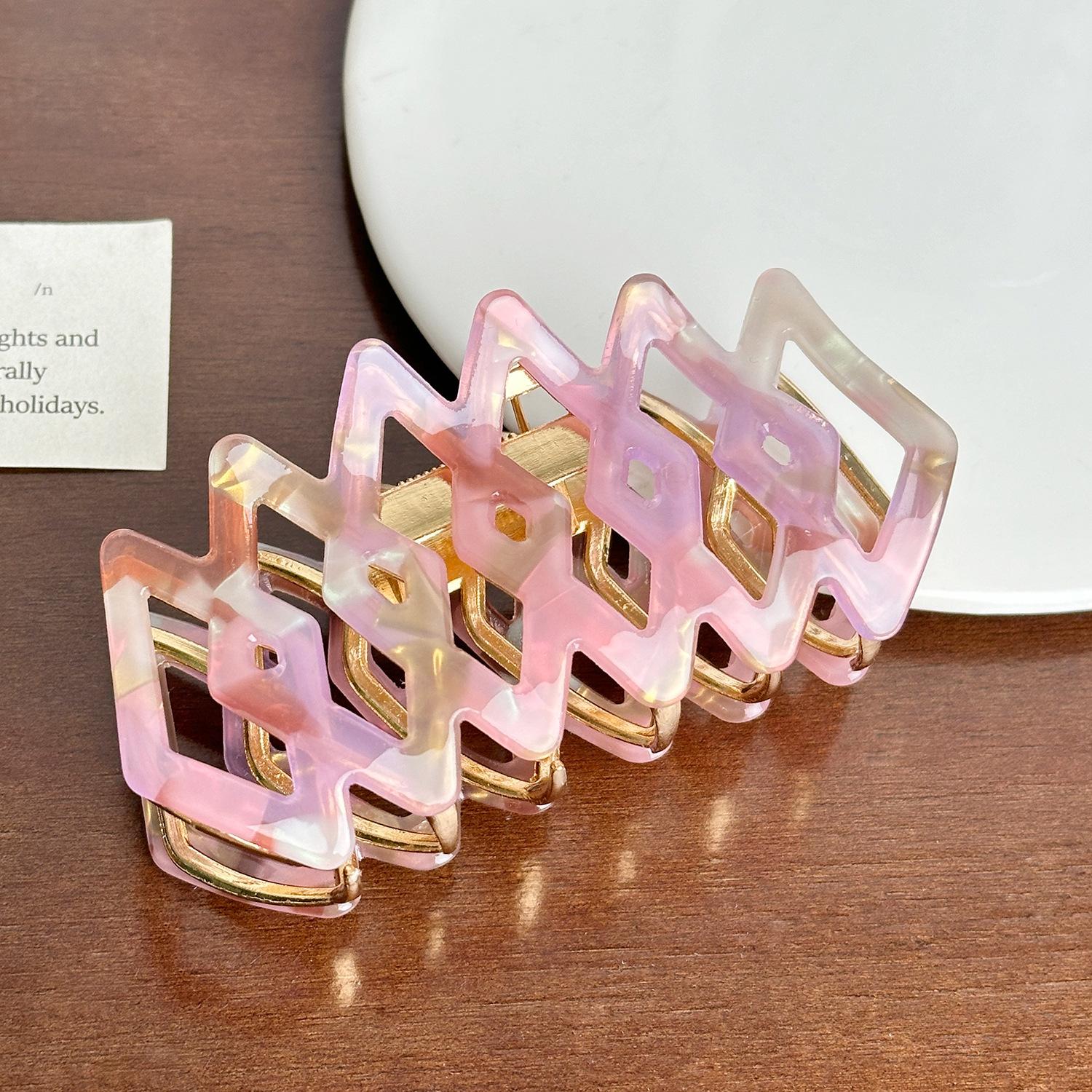 

Шикарная ацетатная заколка-краб для волос с модными линейными узорами ярких цветов для женщин Colorful Purple Pink