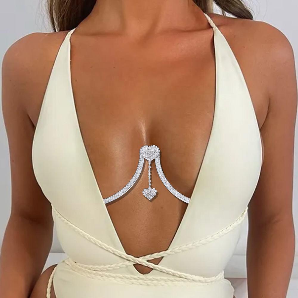 Double Heart Rhinestone Body Chain - Fashion Women's Jewelry Accessory