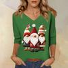 3/4 Sleeve Shirts For Women Print Christmas Tees Blouses Casual Plus Size Basic Tops Pullover