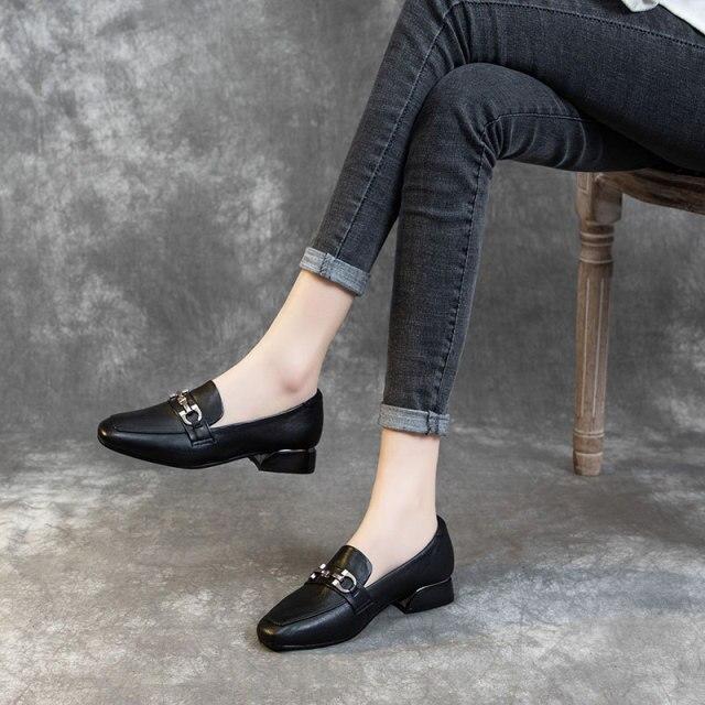 Top Luxury Handmade Boots Women Foot Wide Single Shoes Flat Leather Loafers Ladies Cowhide Shoes Large Size 34 -42