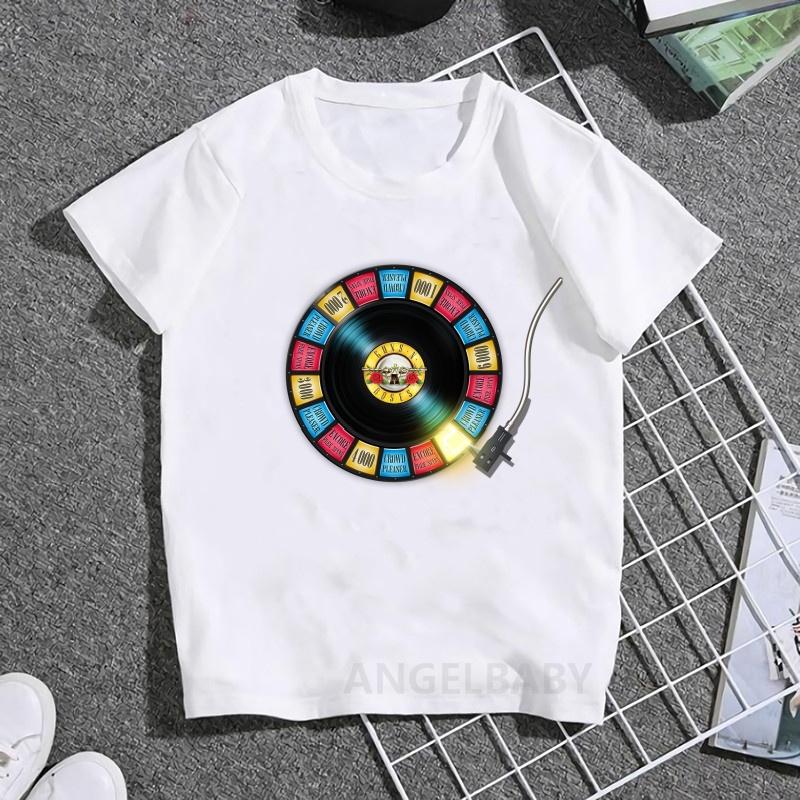 Hot Sale Gun N Roses Rock Band Print Fashion Kids T shirt Girls Summer Tops Baby Boys Clothes Children Short Sleeve T-shirts
