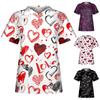 Women's Short Sleeve V-neck Top Work Isolation Clothing Uniform Valentine's Day Top