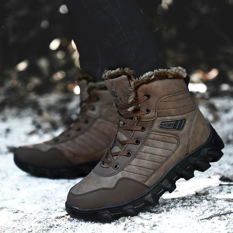 New winter outdoor shoes men's fur snow boots sports hiking boots plus velvet cotton shoes casual shoes M1094