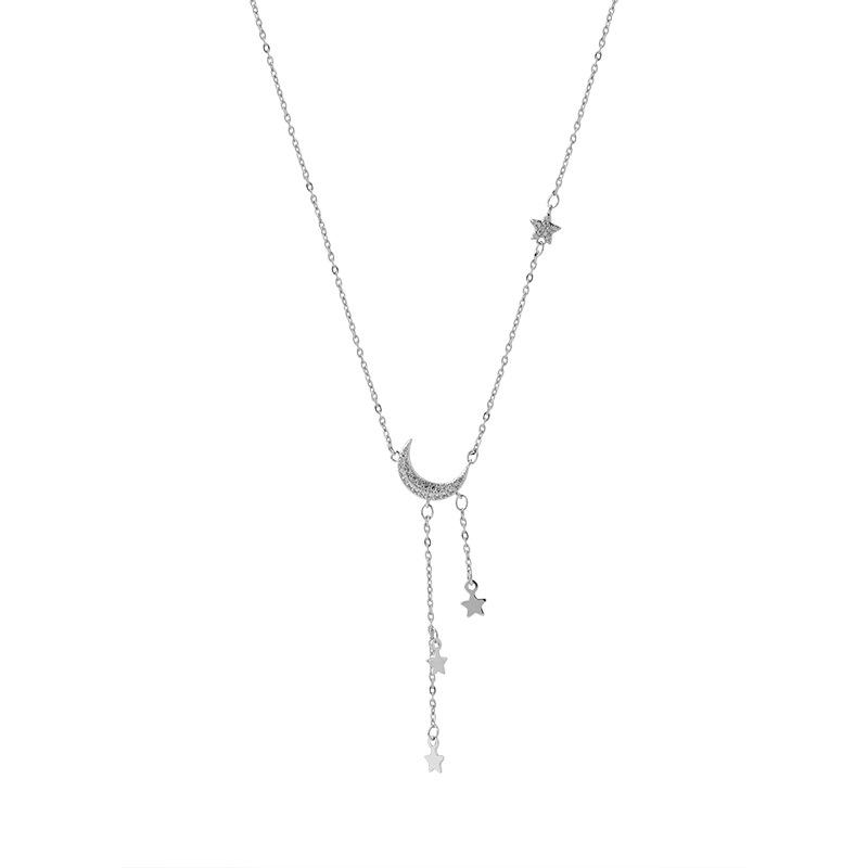 Necklace Female Year Star Moon Tassel Pendant Sweater Chain Birthday Gift for Girlfriend