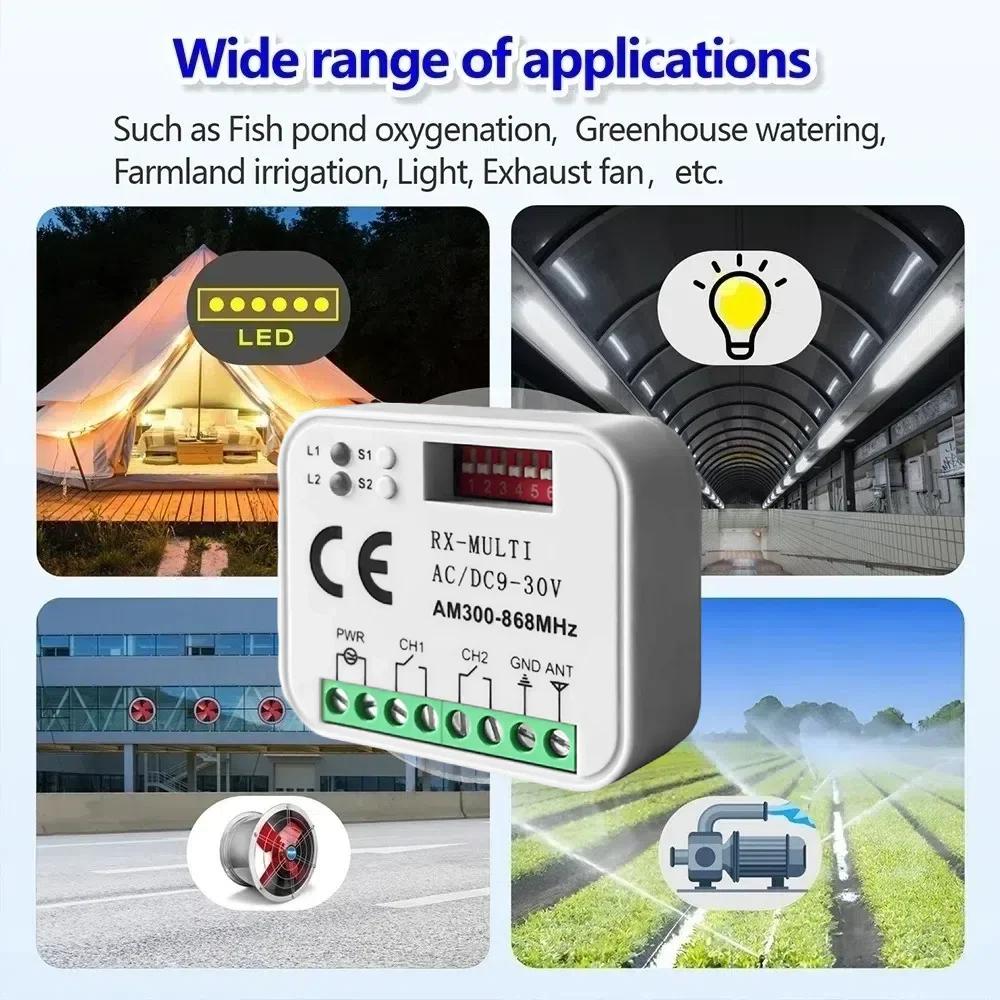 RF Remote Control Switch Receiver 300-868MHz 433MHz Receiver Universal AC/DC 9-30V For Garage Door Control Garage Command
