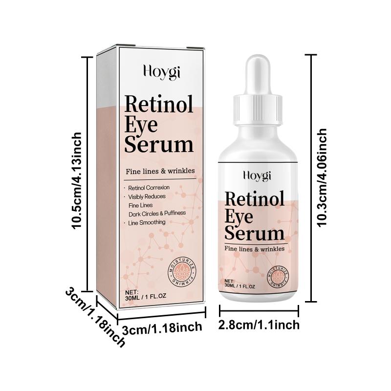 Retinol eye serum diminishes fine lines, puffiness, and dark circles, leaving the skin around the eyes firm and supple