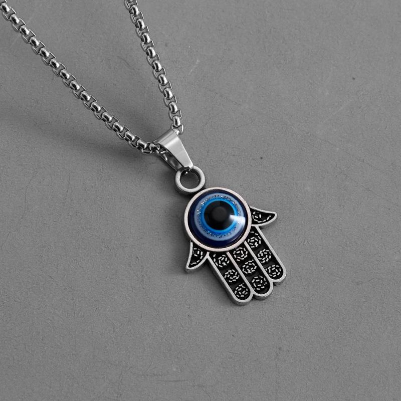 New Fashion Hand of Fatima Devil's Eye Necklace Hip-Hop Feeling Jewelry