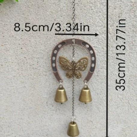 Lucky Horseshoe Wind Chime With Owl And Butterfly Hanging Chain Rustic Boho Style For Home And Garden Table Decor Gift For Women