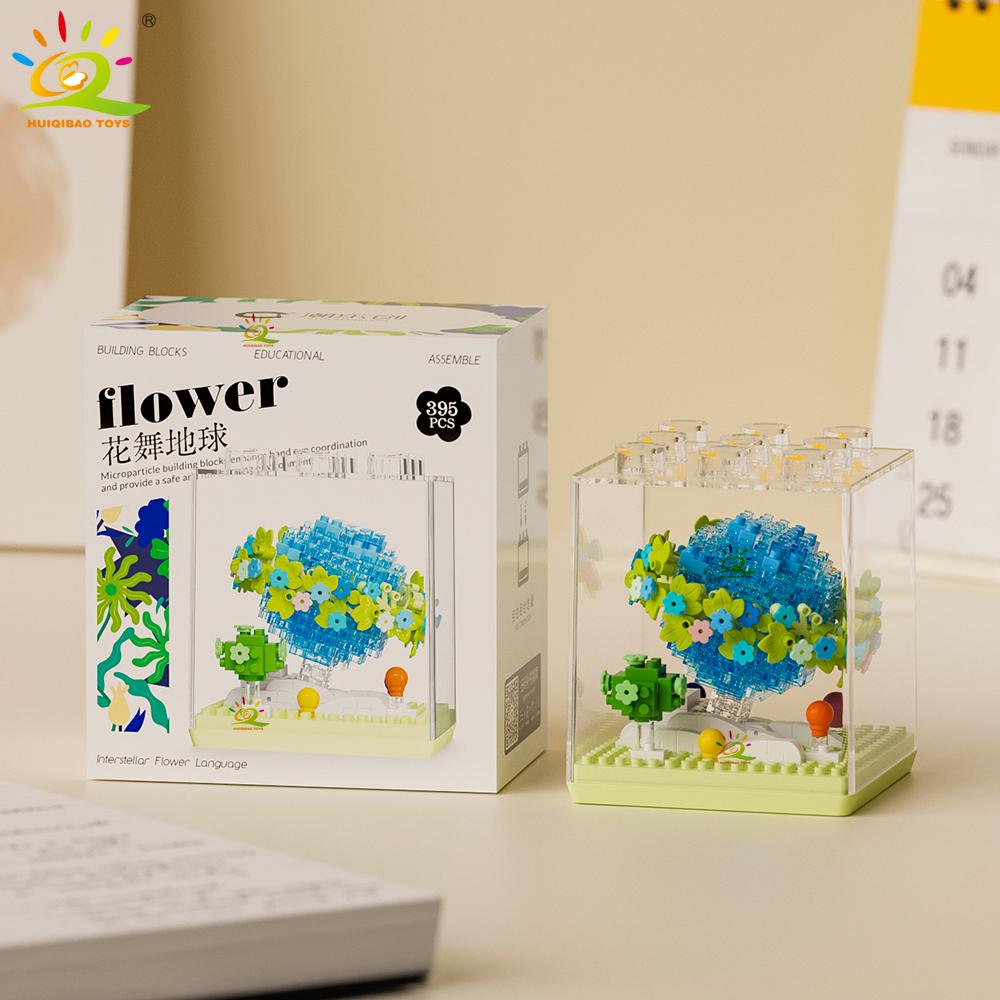 Moc Sun Flower Display Box Micro Building Block Succulent Mini 3D Diamond Model Brick Toy For Children Desk Decor.