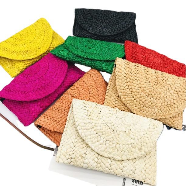 Handmade Women's Straw Corn Husk Clutch & Coin Purse - Casual Woven Beach Bag
