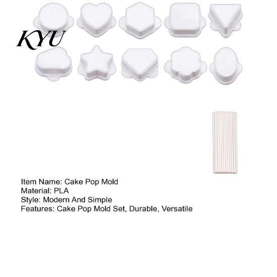 Parent Child Craft Activity Supplies 10PCS Cake Pop Mold Set, Heart/Cloud/Star/Square/Round Shape, PLA Press-forming Baking Diy Dessert Press