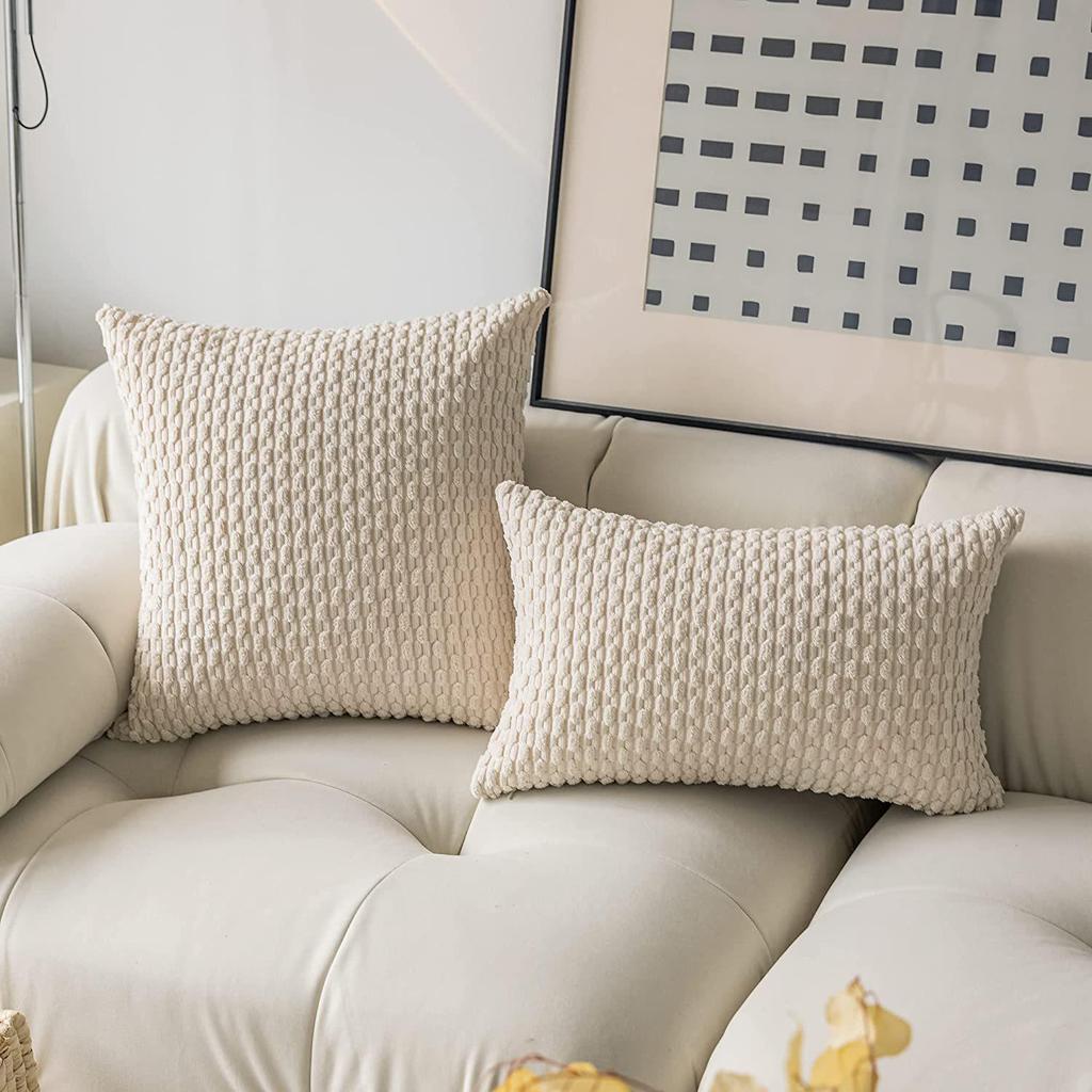 European Style Corduroy Lumbar Throw Pillow Cover for Home and Bedroom Decor.