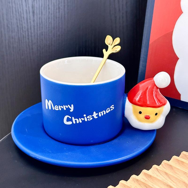 Creative Santa Claus Ceramic Mug High Value Christmas Gift Afternoon Tea Coffee Cup Saucer Set Souvenir