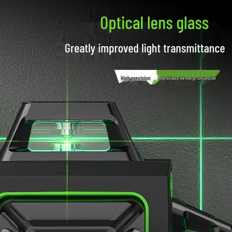 12/16-linjers minilaserpassare med hög precision, grönt ljus och vägg-/golvklistermärken
