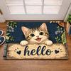 1Pcs Anti Fatigue Kitchen Rugs,  Cute Cat Hello  Print Waterproof Non-Slip Thick Cushioned Kitchen Mat Heavy Duty Comfort Standing Mat for Kitchen