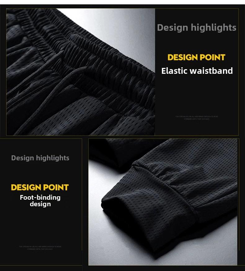 Men's Summer Ice Silk Quick-Dry Breathable Pants with Cuffs for Running and Casual Wear